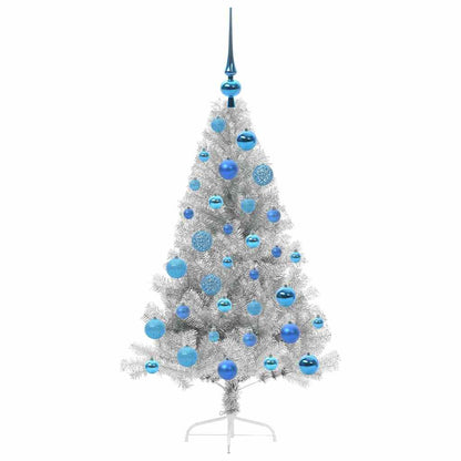 Albero di Natale artificiale con luci integrate Argento 120 cm