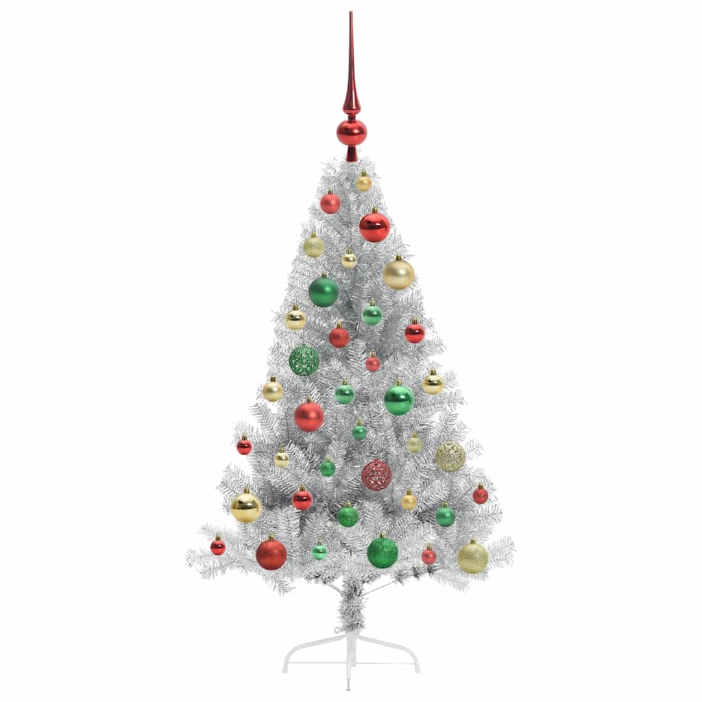 Albero di Natale artificiale con luci integrate Argento 120 cm