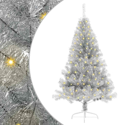 Albero di Natale artificiale con luci integrate Argento 150 cm
