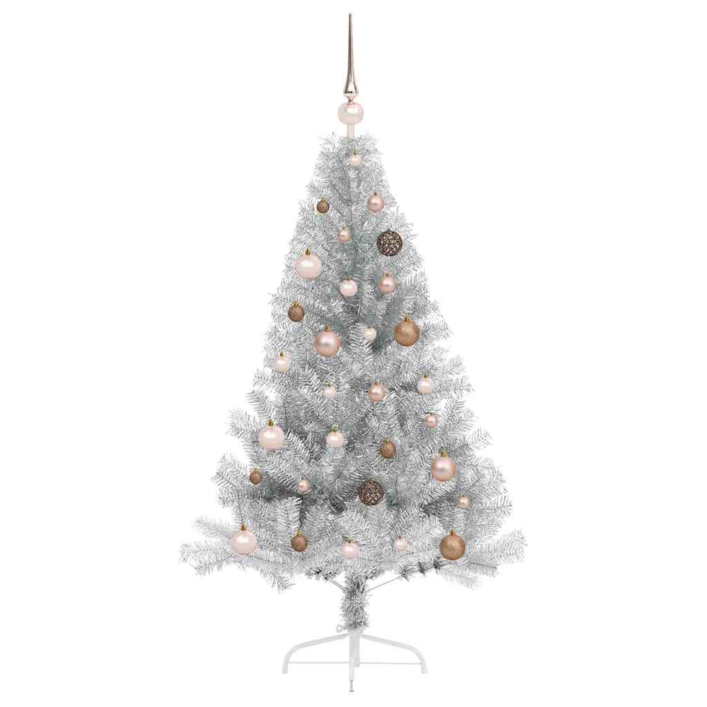 Albero di Natale artificiale con luci integrate Argento 150 cm