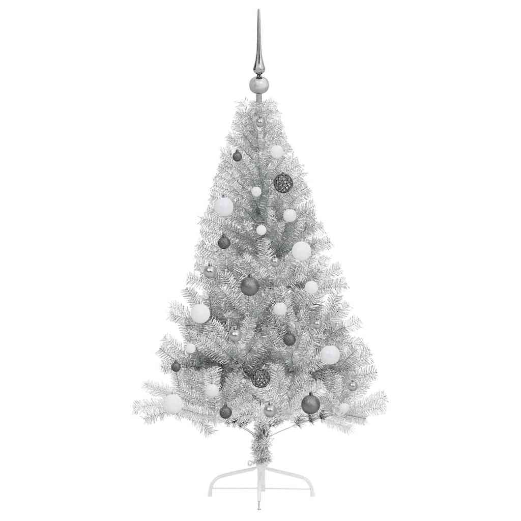 Albero di Natale artificiale con luci integrate Argento 150 cm