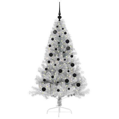 Albero di Natale artificiale con luci integrate Argento 150 cm