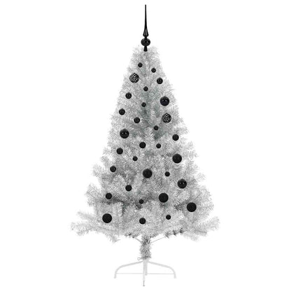 Albero di Natale artificiale con luci integrate Argento 150 cm