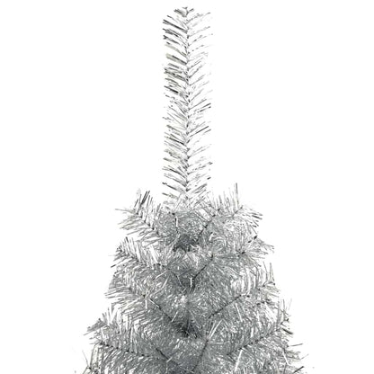 Albero di Natale artificiale con luci integrate Argento 150 cm