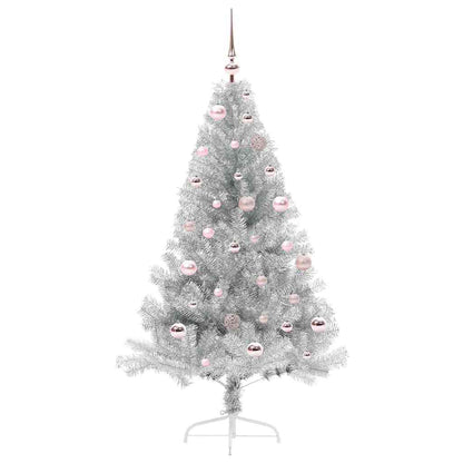 Albero di Natale artificiale con luci integrate Argento 150 cm