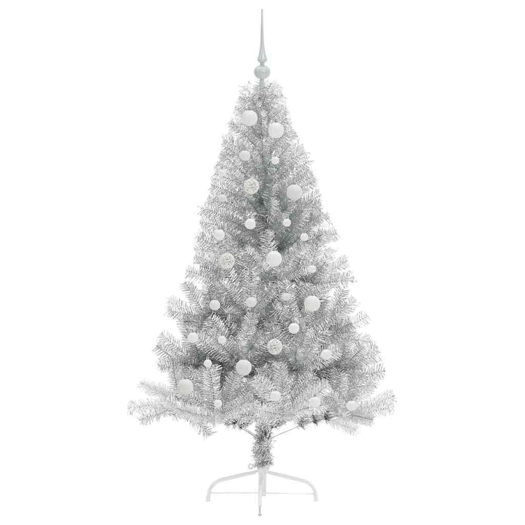 Albero di Natale artificiale con luci integrate Argento 150 cm