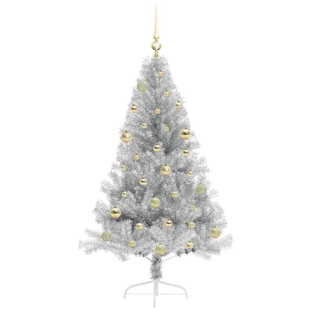Albero di Natale artificiale con luci integrate Argento 150 cm