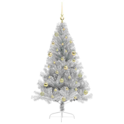 Albero di Natale artificiale con luci integrate Argento 150 cm