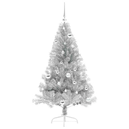 Albero di Natale artificiale con luci integrate Argento 150 cm