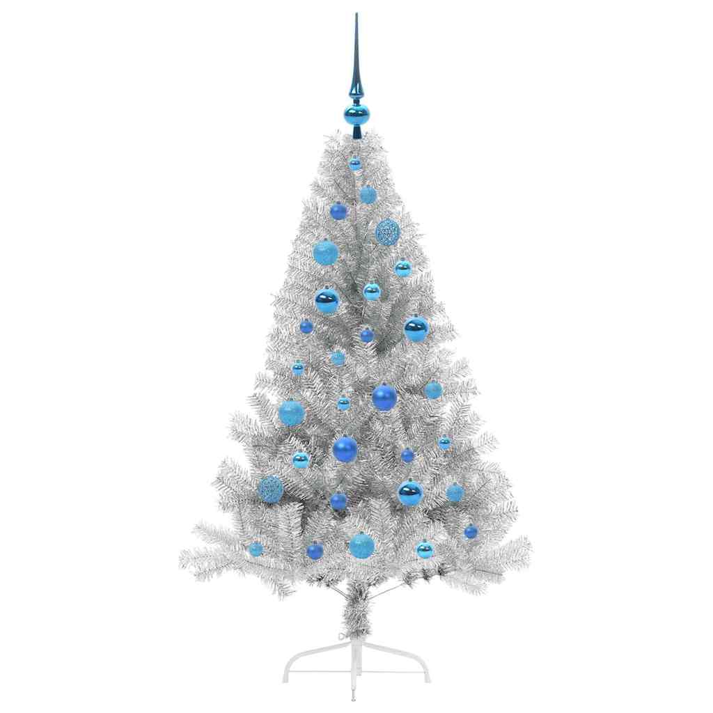 Albero di Natale artificiale con luci integrate Argento 150 cm