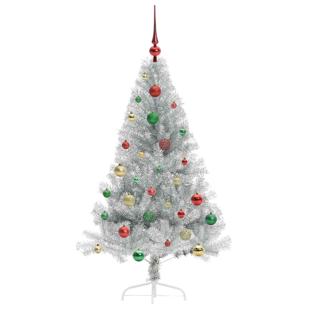 Albero di Natale artificiale con luci integrate Argento 150 cm
