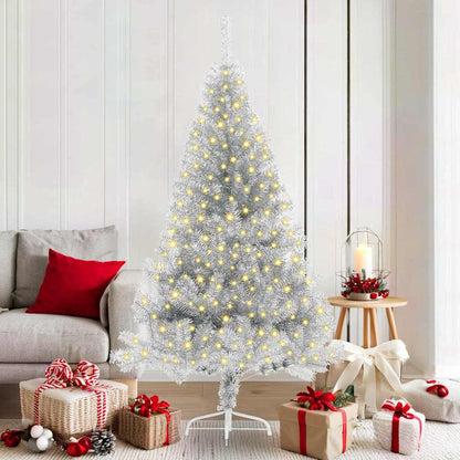 Albero di Natale artificiale con luci integrate Argento 180 cm