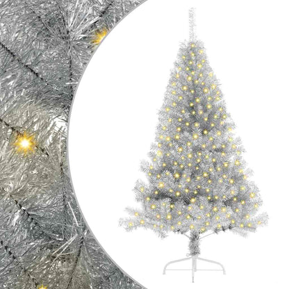 Albero di Natale artificiale con luci integrate Argento 180 cm