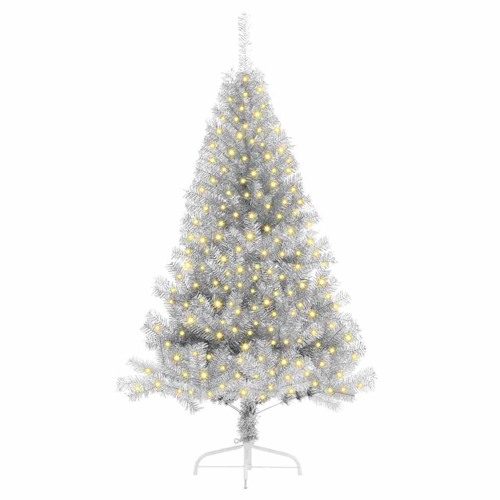 Albero di Natale artificiale con luci integrate Argento 180 cm