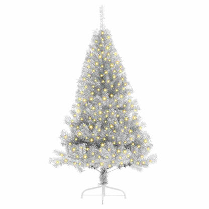 Albero di Natale artificiale con luci integrate Argento 180 cm