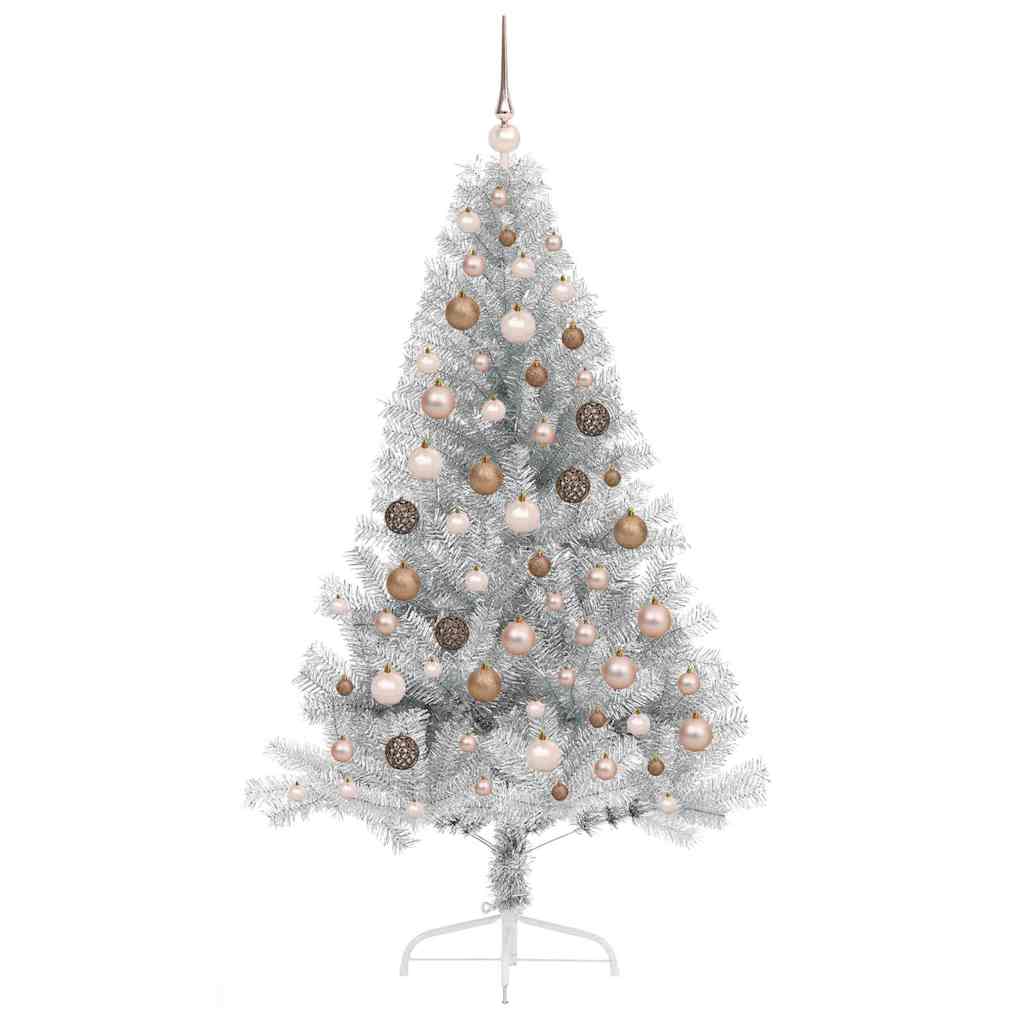 Albero di Natale artificiale con luci integrate Argento 180 cm