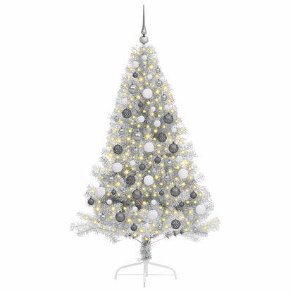 Albero di Natale artificiale con luci integrate Argento 180 cm