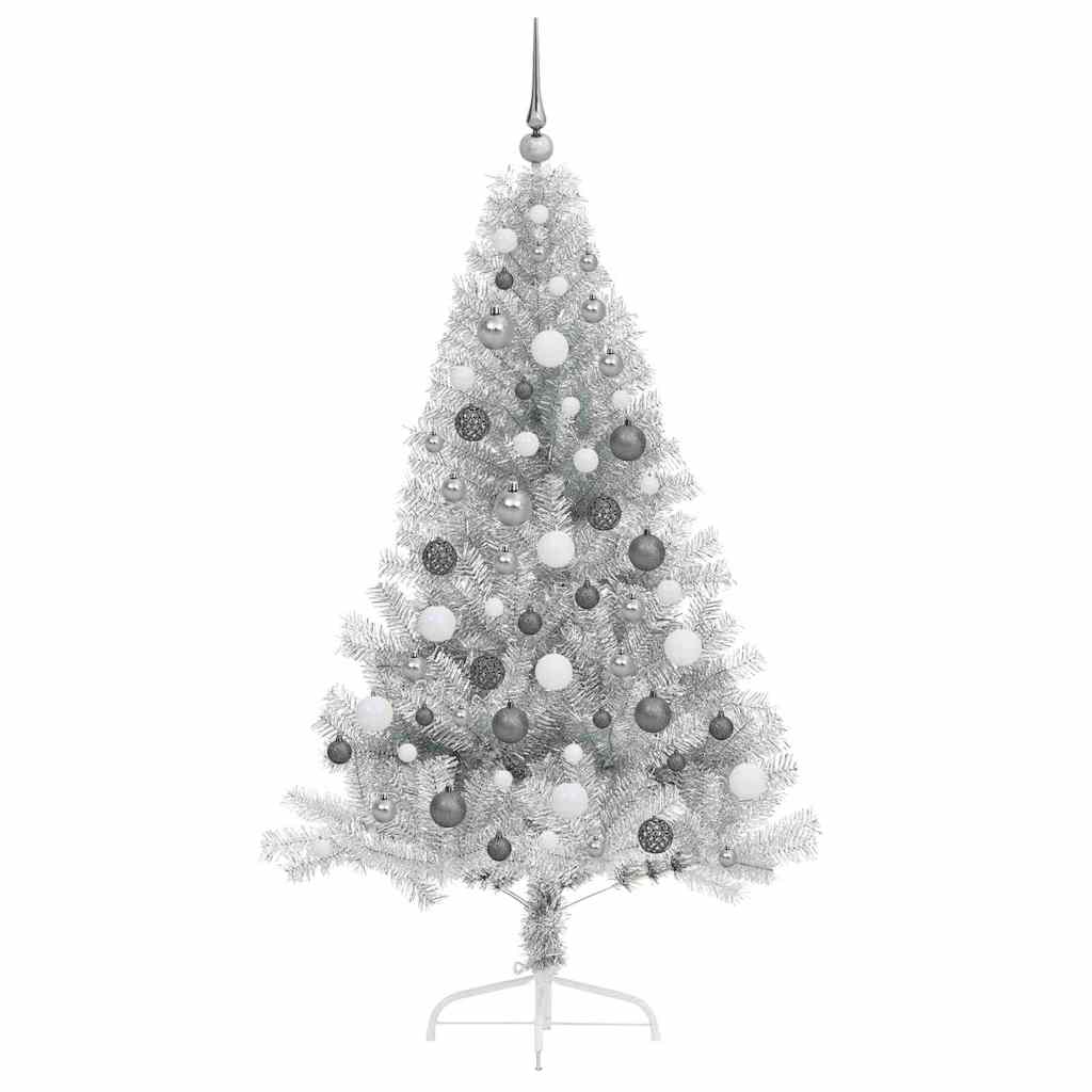Albero di Natale artificiale con luci integrate Argento 180 cm