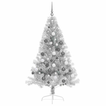 Albero di Natale artificiale con luci integrate Argento 180 cm