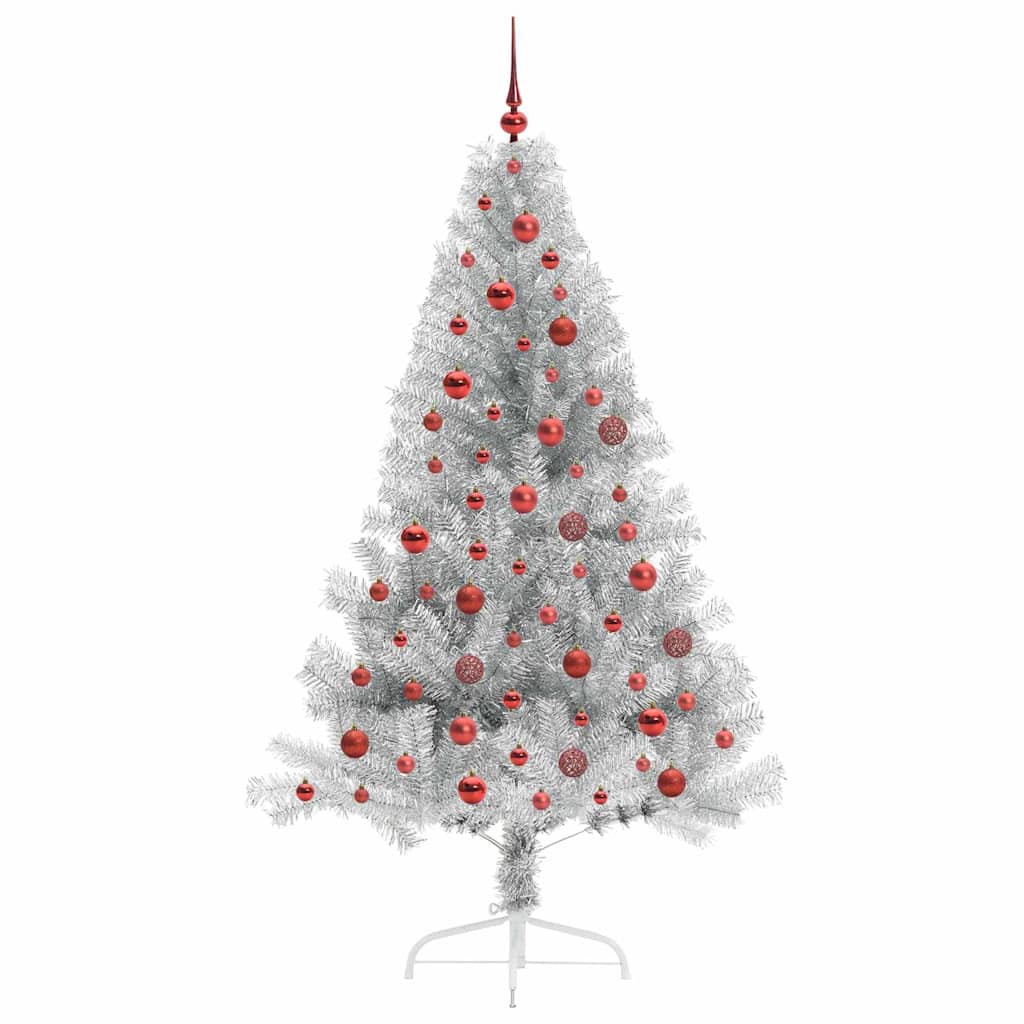 Albero di Natale artificiale con luci integrate Argento 180 cm