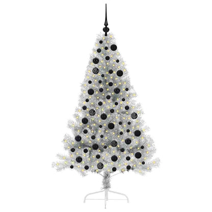 Albero di Natale artificiale con luci integrate Argento 180 cm