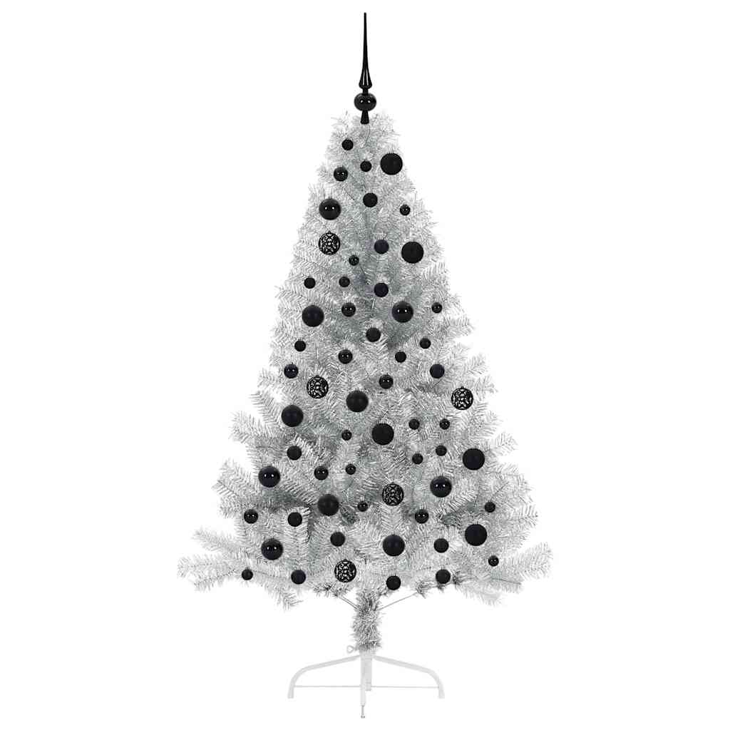 Albero di Natale artificiale con luci integrate Argento 180 cm