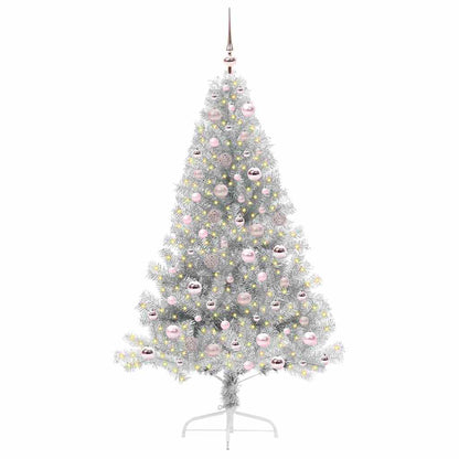 Albero di Natale artificiale con luci integrate Argento 180 cm