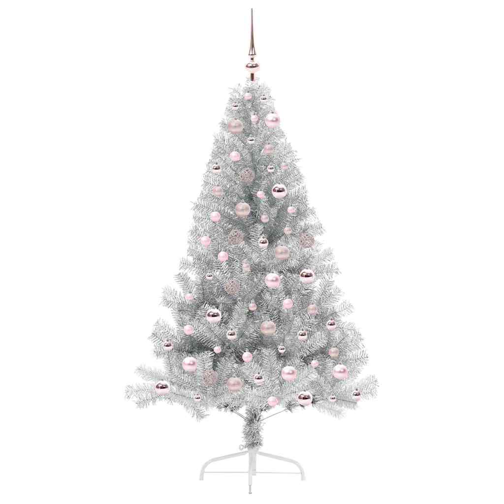 Albero di Natale artificiale con luci integrate Argento 180 cm