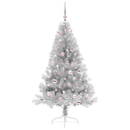 Albero di Natale artificiale con luci integrate Argento 180 cm
