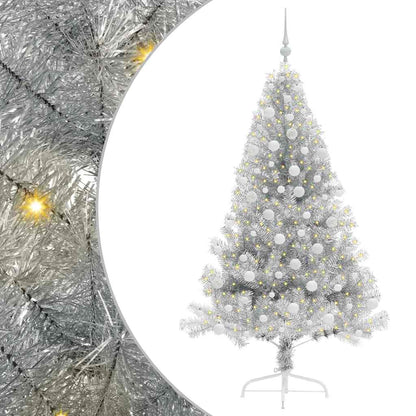 Albero di Natale artificiale con luci integrate Argento 180 cm