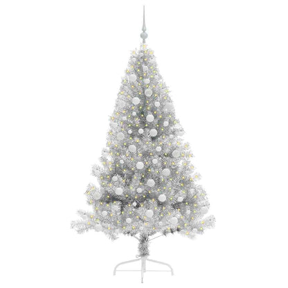 Albero di Natale artificiale con luci integrate Argento 180 cm
