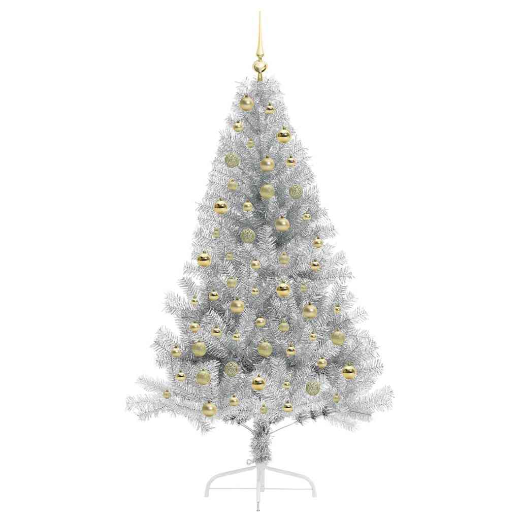 Albero di Natale artificiale con luci integrate Argento 180 cm
