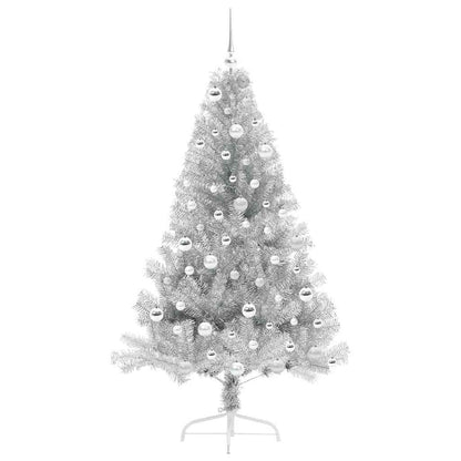 Albero di Natale artificiale con luci integrate Argento 180 cm