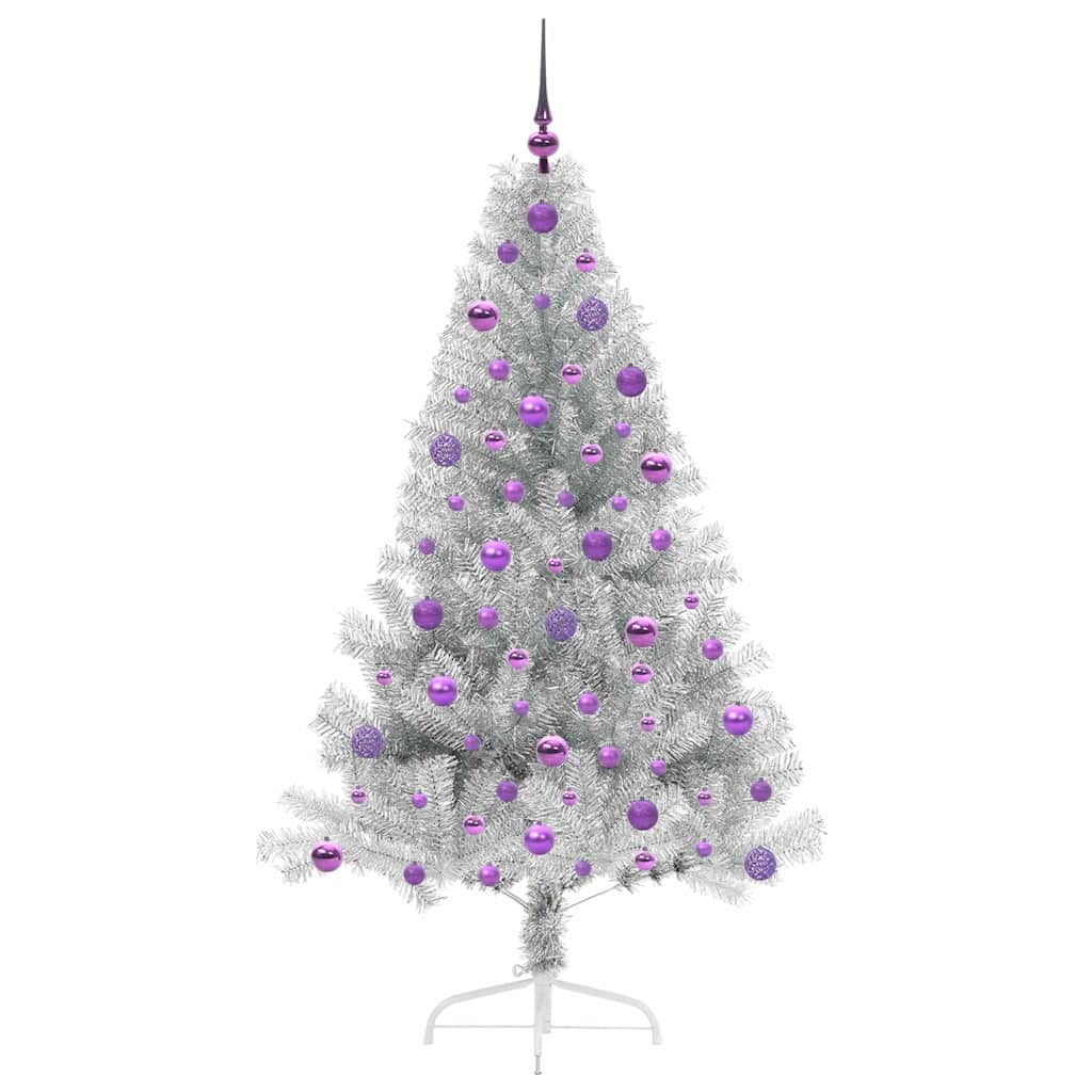 Albero di Natale artificiale con luci integrate Argento 180 cm