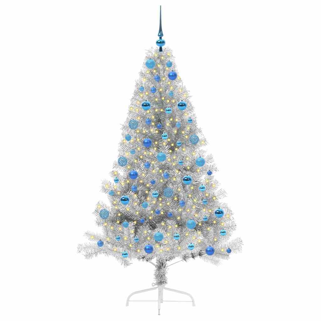Albero di Natale artificiale con luci integrate Argento 180 cm