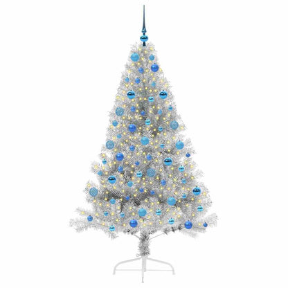 Albero di Natale artificiale con luci integrate Argento 180 cm