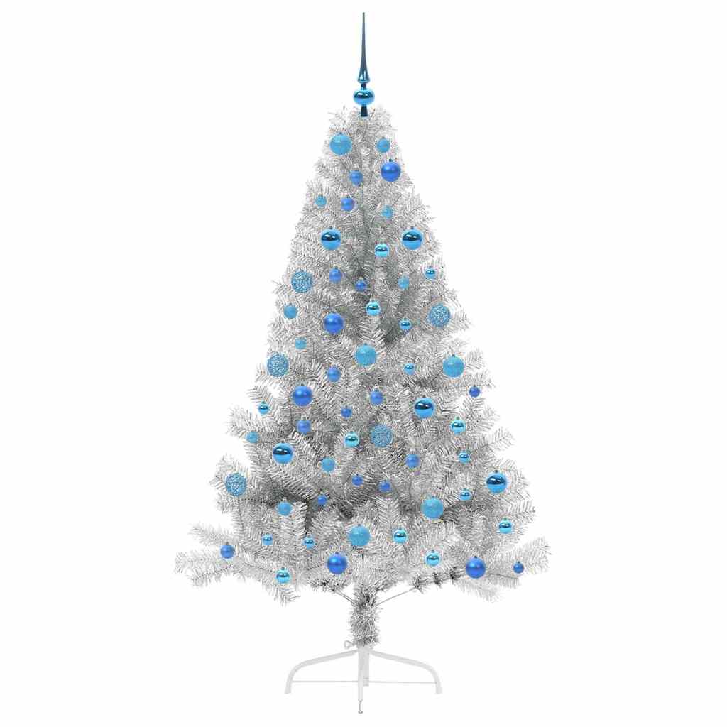 Albero di Natale artificiale con luci integrate Argento 180 cm