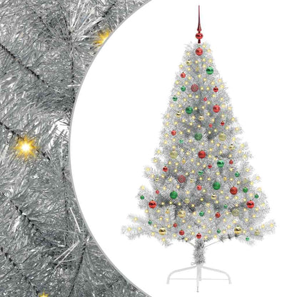 Albero di Natale artificiale con luci integrate Argento 180 cm