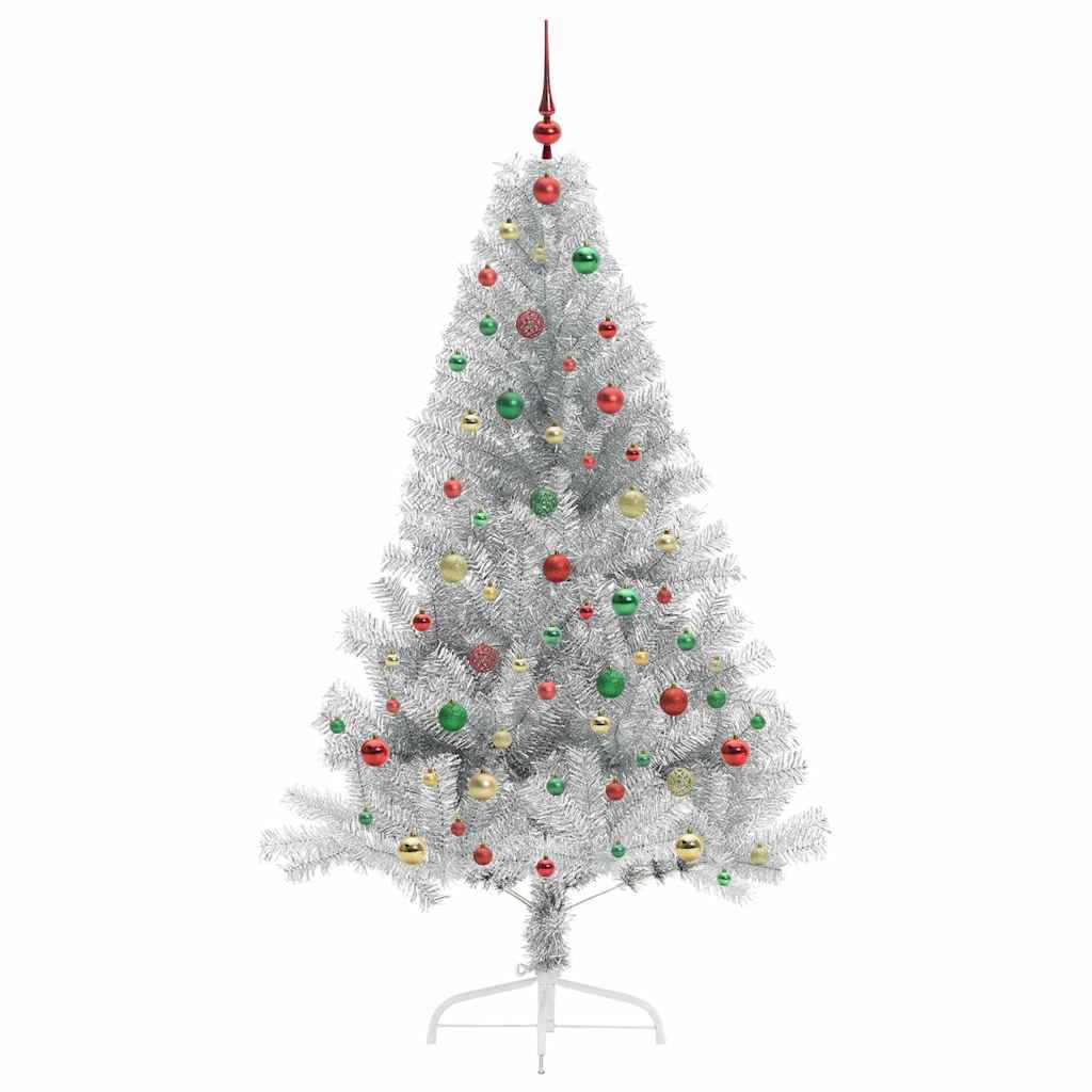 Albero di Natale artificiale con luci integrate Argento 180 cm