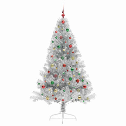 Albero di Natale artificiale con luci integrate Argento 180 cm