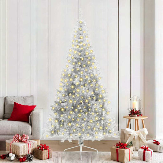 Albero di Natale artificiale con luci integrate Argento 210 cm