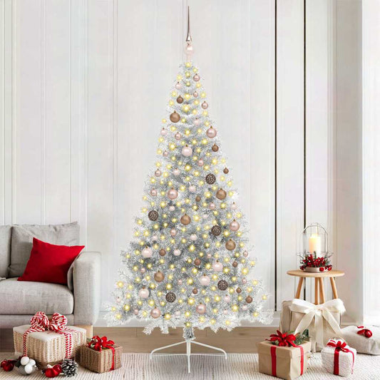 Albero di Natale artificiale con luci integrate Argento 210 cm