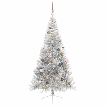 Albero di Natale artificiale con luci integrate Argento 210 cm
