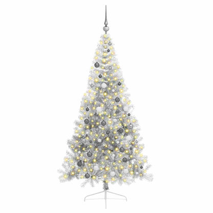 Albero di Natale artificiale con luci integrate Argento 210 cm
