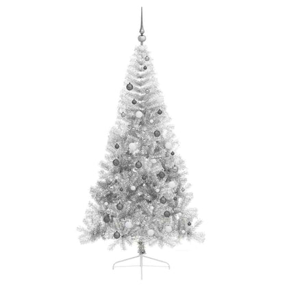 Albero di Natale artificiale con luci integrate Argento 210 cm