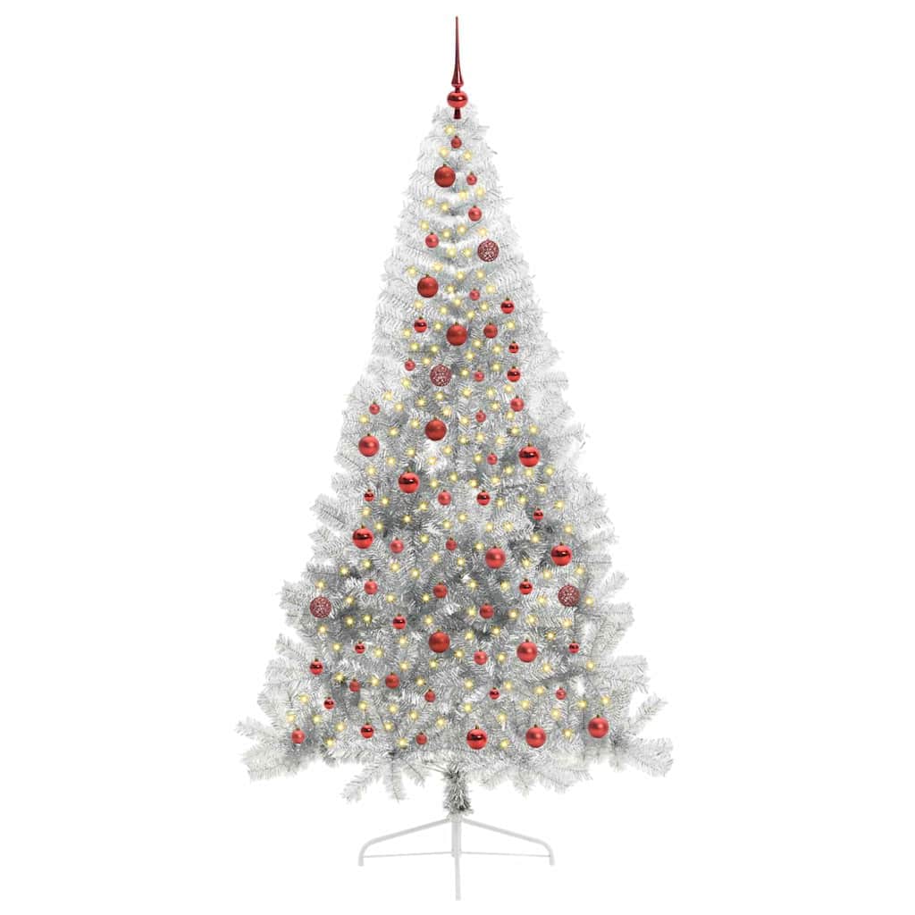 Albero di Natale artificiale con luci integrate Argento 210 cm