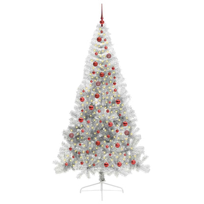 Albero di Natale artificiale con luci integrate Argento 210 cm