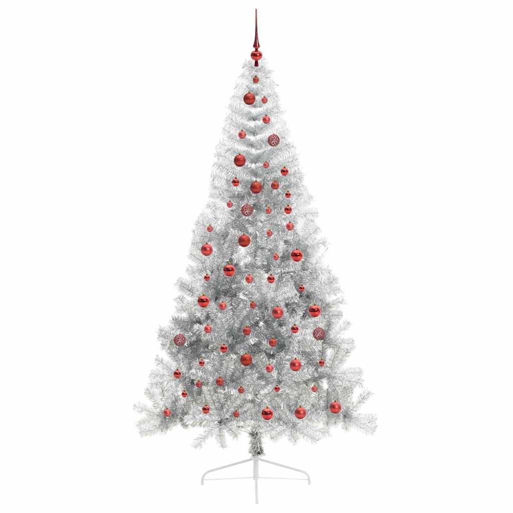 Albero di Natale artificiale con luci integrate Argento 210 cm