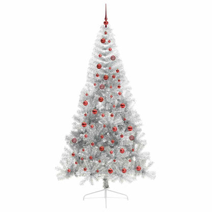 Albero di Natale artificiale con luci integrate Argento 210 cm