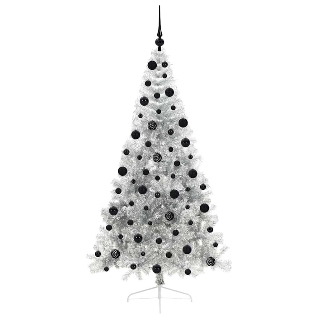Albero di Natale artificiale con luci integrate Argento 210 cm
